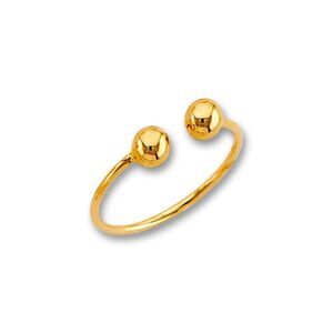14K Solid Gold Open Cuff Ball Ring | Minimalist Stackable Jewelry